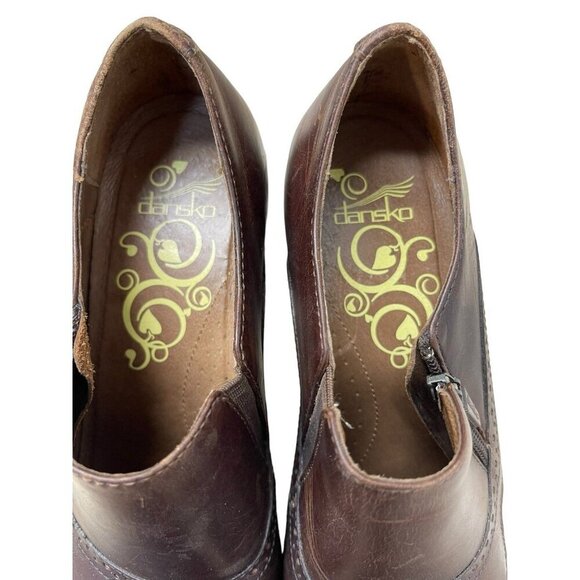 Dansko Clogs Women’s Size 40 Nancy Brown Slip On Heels Zip Casual Leather - Picture 2 of 11